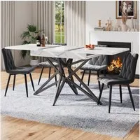 Flieks Essgruppe ausziehbarer Esstisch mit 4 Stühlen Set, (Set, 5-tlg., Länge Tisch 120-160 cm), erweiterbarer Küchentisch mit 4 Esszimmerstühlen Samt Sitzgruppe