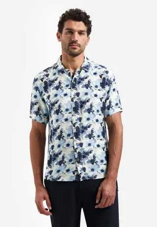 No Excess - Shirt Short Sleeve Stretch Allover Printed Blue - Gr. - L