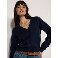 Apricot Cardigan Strickjacke mit Wellenkante Einfarbig