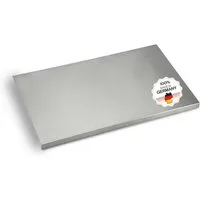 Feuerfest 123 GmbH Schneideunterlage Schneidebrett / Knetbrett aus Edelstahl - mit Anschlagkante, Für Kneten, Schneiden & Backen – 100 % Made in Germany