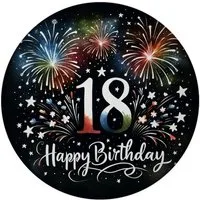 speecheese Magnet 18. Geburtstag Feuerwerk Magnet mit Flaschenöffner rund Spruch Happy