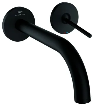 GROHE 2-Loch-Waschtisch-Wandbatterie Atrio 29406, FMS Ausladung 221mm phantom black, 29406KF0 29406KF0
