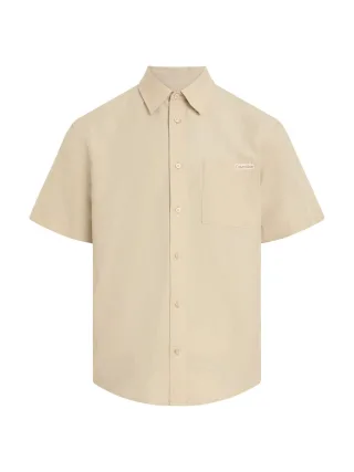 Calvin Klein - Kurzarmhemd aus Leinen-Baumwolle beige - Gr. - XL