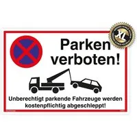 König Werbeanlagen Hinweisschild Großes Schild Parken verboten weiß, stabiles Alu-Schild mit UV-Schutz 42 x 30cm