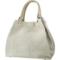 Toscanto Handtasche Toscanto Tasche geprägtes abstraktes (Handtasche), Damen Leder Handtasche, Umhängetasche, beige ca. 31cm