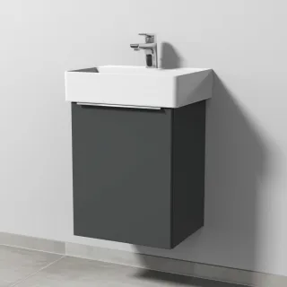 Sanipa 3way Waschtischunterbau zu Duravit Dura Square Waschtisch mit 1 Tür, Anthrazit-Matt UM42422