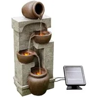 Teamson Home Gartenbrunnen Solarbrunnen mit LED aus Polyresin braun 72 cm