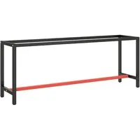 vidaXL Tischbein Werkbankgestell Mattschwarz und Mattrot 210x50x79 cm Metall