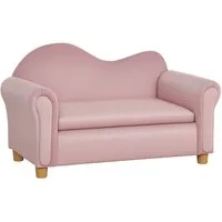 HOMCOM Sessel Zweisitzer mit Stauraum, Spielsofa für Kinder, Rosa (Kindercouch, 1-St., Kindersofa), 84L x 41.5B x 48.5H cm