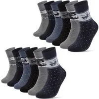 sockenkauf24 Thermosocken Damen warme Wintersocken Vollfrottee aus Baumwolle mit Komfortbund (12-Paar, 35-38) mit Innenfrottee - 11827