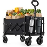 SONGMICS Handwagen altbarer Handwagen/Bollerwagen, Gartenwagen mit Griff, 4 verstärkte Rollen, davon 2 Universalräder, bis 150/180 kg belastbar