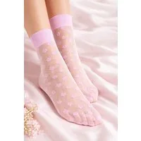 Lycille Feinsocken Transparente Damen Socken 20 Den mit Blumenmuster – Fashion Söckchen