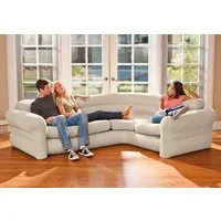 Intex Luftsofa Intex 68575 Aufblasbares Sofa Ecksofa Couch 257x203x76cm, 2-in-1-Ventil mit extra breiten Öffnungen