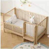 STILVORA Babybett umwandelbar in Kinderbett & Anstellbett aus Kiefer Massivholz, Für Babyzimmer, Elternschlafzimmer und Kleinkindbereiche