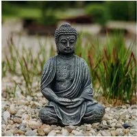 gartendekoparadies.de Gartenfigur Sitzende Buddha Statue, Steinfigur, H. 39 cm, 12 kg, Frostsicher