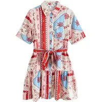 Next Hemdblusenkleid Hemdblusenkleid mit kurzen Ärmeln und Bindegürtel (1-tlg)