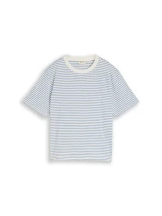 Denim Tom Tailor - Boxy Fit T-Shirt light blue white stripe - Gr. - XL