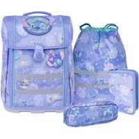 McNeill Schulranzen Perfecto Stitch 5tlg. Disney Schulranzen ergonomisch ClickFlex (Spar-Set, Sportbeutel, Magnet & Anhänger, Schlampermappe, Federmappen befüllt), ClickFlex Rückensystem, mitwachsend, ergonomisch