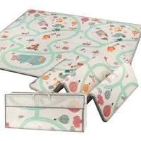 lindahandel Spielmatte Baby Krabbelmatte 200x180x1,5 cm – faltbar, wasserdicht, doppelseitig (Packung, 1-St., 1 × Krabbelmatte+1 × Tragetasche), Weiche Spielmatte mit Lernmuster & Tragetasche für Babys und Kinder