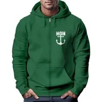 Neverless Sweatjacke Zip-Hoodie Herren Sweatjacke mit Kapuze Moin Nordisch Anker Print