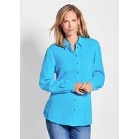 GOLDNER Hemdbluse Verlängerte Langarm Musselin-Bluse Luftiges Musselin-Hemd für Damen mit Seitenschlitzen