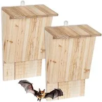 relaxdays Vogelhaus Fledermauskasten Holz 2er Set