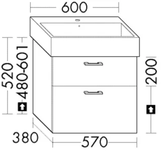 Burgbad WTU.-Schr. Sys30 PG1 Aqua 520x570x380 Eiche Dekor Nachtschwarz, WYFL057F7320 WYFL057F7320