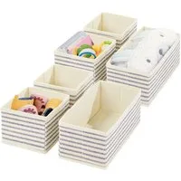mDesign Aufbewahrungssystem Aufbewahrungsbox Stoffkisten Organizer mDesign 6er Set blau/natur ge