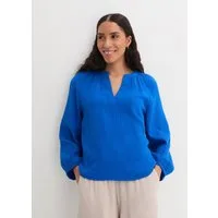 bonprix Shirtbluse Oversize-Passform, mit V-Ausschnitt, aus Baumwolle, 3/4-Ärmeln