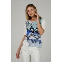 Passioni T-Shirt Animalprint Shirt T- shirt mit Print und Kettendetail am Auschnitt