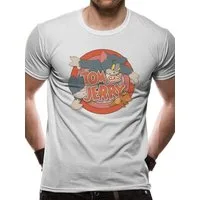 Warner Bros. T-Shirt TOM and JERRY T-Shirt weiß Logo Herrengrößen M L XL XXL