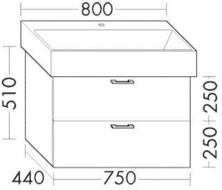 Burgbad Waschtischunterschrank Sys30 PG2 Echo 510x750x440 Frassino Dekor Cappuccino, WUJE075F3163 WUJE075F3163
