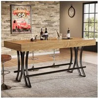 Tribesigns Bartisch Industrial Design, 160x70 x90 cm Esstisch Bartisch mit Fußraste Braun