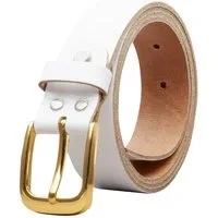 COLOGNEBELT Ledergürtel OM316-SL-Weiss MADE IN GERMANY, Weiss Kürzbar, 100 % Echtleder, Aus einem Stück, Unisex