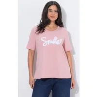Ulla Popken T-Shirt T-Shirt Smile Classic V-Ausschnitt Halbarm