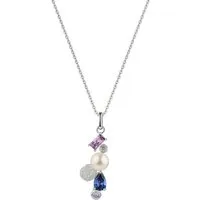 Firetti Kette mit Anhänger Geschenk Silber 925 Halsschmuck Ankerkette Baguette Kreis Tropfen, mit Zirkonia (synth) - mit Süßwasserzuchtperle