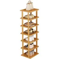 Rutaqian Schuhregal Vertikales Schuhregal,5/7/8 Stöckige Schuhregal aus Holz, Freistehende Schuhhalter Schmal und Hoch für Eingang,Flur