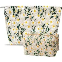 Zaewry Kosmetiktasche Zwei Damen Kosmetiktaschen, Gänseblümchen Waschbeutel, Reißverschluss Reisekosmetiktasche, Kosmetik Aufbewahrungstasche