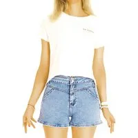 be styled Jeansshorts Jeans Shorts hoch geschnittene Hotpants bequeme kurze Hose– Damen–j48k