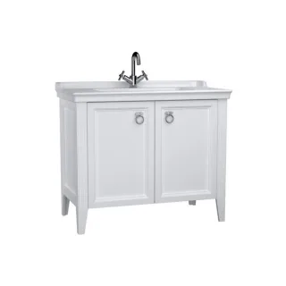 VitrA Valarte Waschtisch-Möbel-Set 62156 99,5 x 53 x 88 cm, 2 Türen, Korpus weiß matt/Waschtisch weiß hochglanz