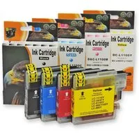 Kompatibel Brother LC-980, LC-1100 Multipack 4-Farben (Schwarz, Cyan, Tintenpatrone (Set, CW)
