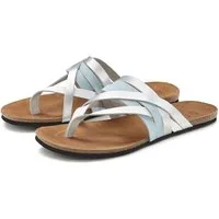 LASCANA Sommerschuh, offener Schuh, Pantolette, Sandale, Zehentrenner aus Leder mit Korkfußbett