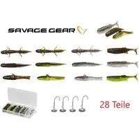 Savage Gear Kunstköder NED KIT 28 teilig 7,5cm Floating Köder Gummiköder Schwimmend Barsch, (Spar-Set), NED KIT Gummifisch komplett Set
