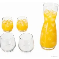 MamboCat Karaffe Vital 5tlg Karaffe Set Karaffe 1L + 4x Trinkgläser 350ml Glas Eistee