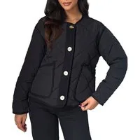 Ital-Design Steppjacke Modische gesteppte Jacke mit Knöpfen für Damen (90764030) Übergangsjack in Schwarz