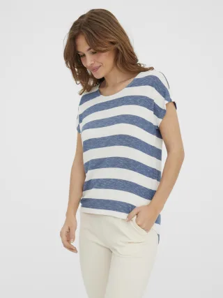 VERO MODA - VMWIDE STRIPE SL TOP JRS NOOS China Blue - Gr. - S