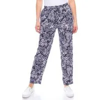 Kendindza Collection Strandhose Damen Sommerhose leicht lang luftige gemustert elastischer Bund Kordelzug Gummizug luftig