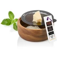 AdHoc Käsereibe Tisch Feinreibe CutnServe, Akazienholz, Edelstahl, (1-St), für Hartkäse, Gewürze, Nüsse, Schokolade und vieles mehr