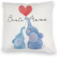 speecheese Dekokissen Elefant Mutter und Kind Kuschelkissen mit Spruch Beste Mama