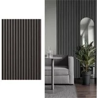 SONIDO Wandpaneel Akustikpaneele mit FSC®-zertifiziertem Eiche Echtholzfurier, BxL: 56,00x120,00 cm, 0,67 qm, (Packung, 1-tlg., 0,672 m², Versandkostenfreie Lieferung) 15 Echtholz-Dekoleisten mit schwarzem 9mm Filz-Akustikträger